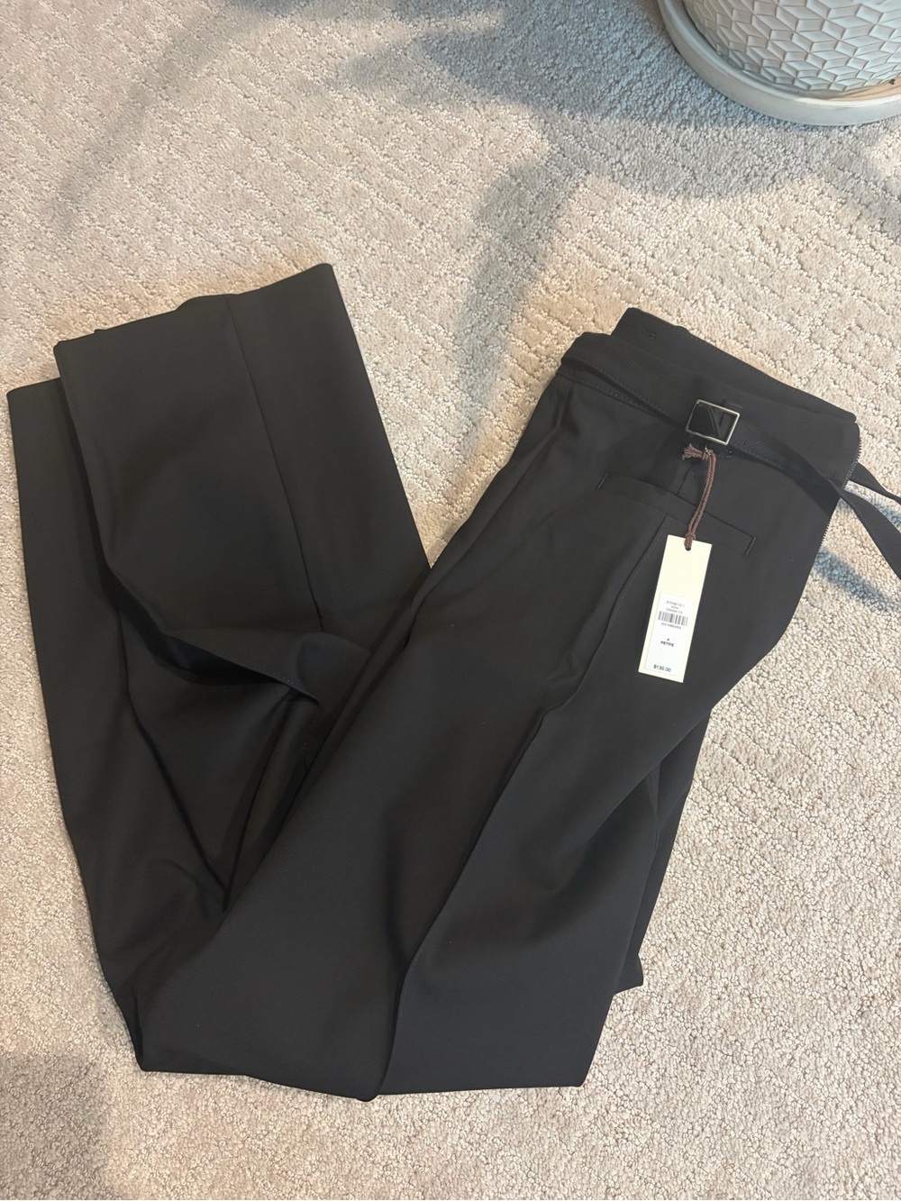 Banana Republic Black Wide-Leg Trousers with Buckle Waist